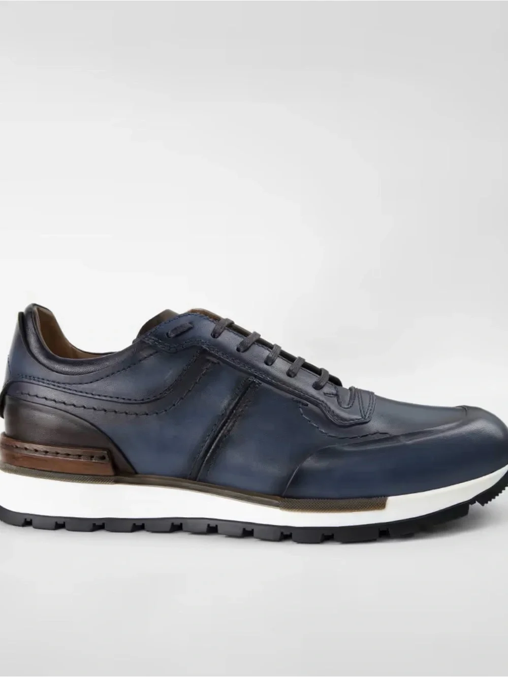 Men's Navy Leather Sneakers